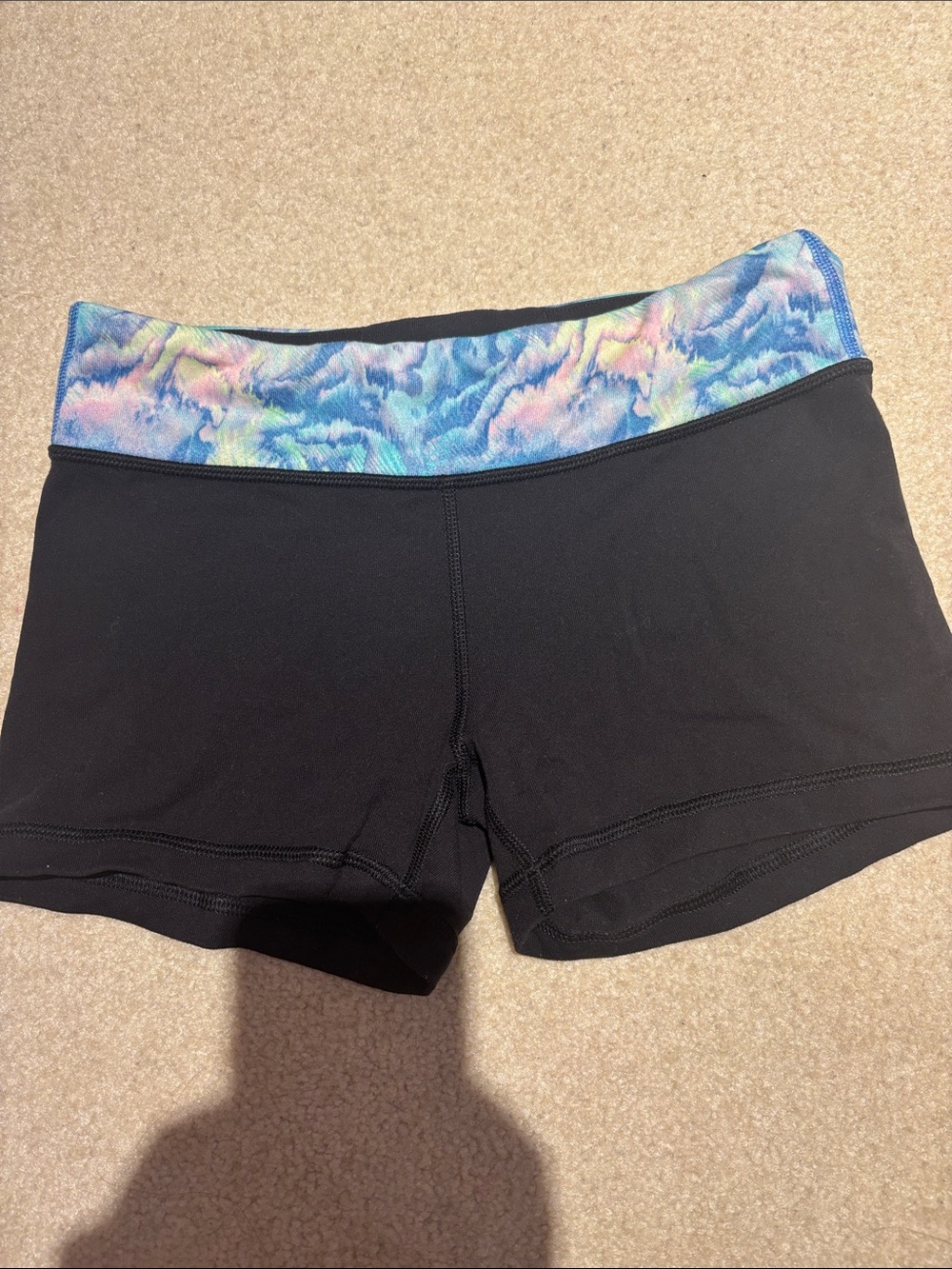 Ivivva Black Bike Shorts with Pastel Multicolor Waistband + Reversible